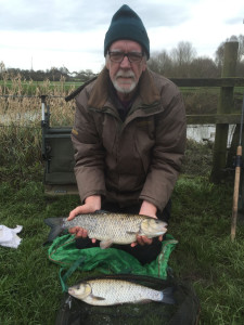 Ian Horrocks with two River Thame chub.
